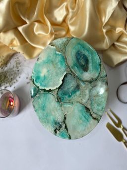 Homearte - Agate Cake Stand Wooden Base 10 Inch- Green