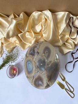 Homearte - Agate Cake Stand Wooden Base 10 Inch- Natural