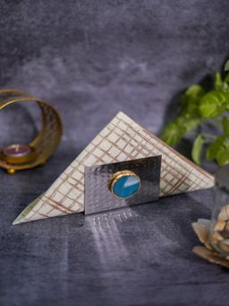Homearte - Metal Tissue Holder With Agate- Turquoise