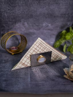 Homearte - Metal Tissue Holder With Agate- White