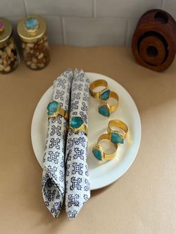 Homearte - Crystal Agate Napkin Rings- Turquoise (Pack of 6)