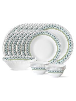 Larah by Borosil - 20Pcs Fluted Persia Opalware Dinner Set, Crockery For Gifting & Dining