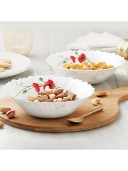 Larah by Borosil - 2Pcs Red Carnation Multipurpose Bowl (Pack of 2)