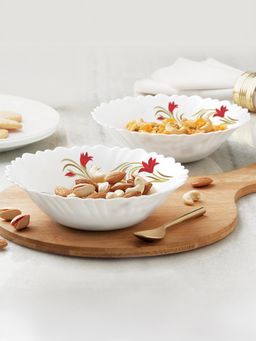 Larah by Borosil - Red Lily Multipurpose Bowl (Pack of 2)