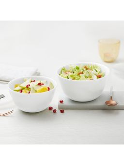 Larah by Borosil - 2Pcs (750ml + 1L) Snow Mixing And Serving Bowl Crockey For Gifting & Dining