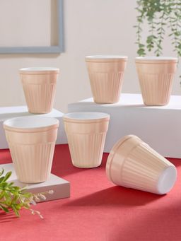 Larah by Borosil - 200ml Peach Puff Tea-Coffee Kulhad Set (Pack of 6)