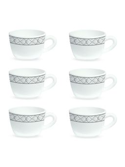 Larah by Borosil - 140ml Cycladia Tea-Coffee Cup Set (Pack of 6)
