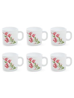 Larah by Borosil - 100ml 6Pcs Marina Peach Tea-Coffee Mug Set