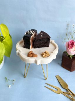 Homearte - White Marble Pastry Stand 8 Inch Floral Shape