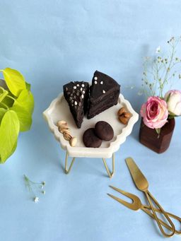 Homearte - White Marble Pastry Stand 8 Inch Hexagonal Leaf Shape