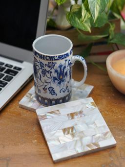 Homearte - Mother Of Pearl Square Coaster (Pack of 2)