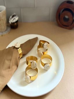Homearte - Round Shape Mother Of Pearl Napkin Rings