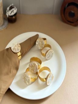 Homearte - Round Shape Mother Of Pearl Napkin Rings