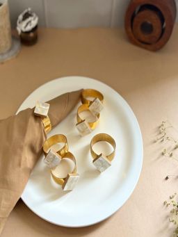 Homearte - Diamond Shape Mother Of Pearl Napkin Rings