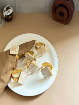 Homearte - Diamond Shape Mother Of Pearl Napkin Rings
