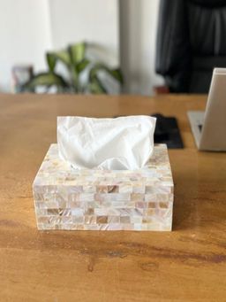 Homearte - Mother Of Pearl Plain Tissue Box Holder