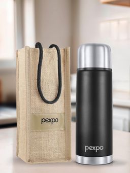 Pexpo - Flamingo Knight Black Stainless Steel Insulated Hot & Cold Flask - 500 ml