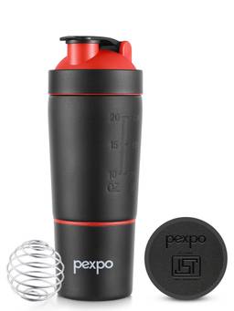Pexpo - Kinetic Black Stainless Steel Gym Shaker - 850 ml