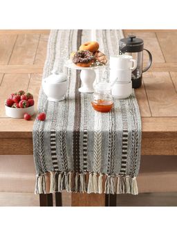 THE HOME TALK - Premium Cotton Designer Table Runner Brown (6 Seater)