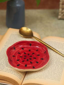WEAVING HOMES - Watermelon Handmade Dessert Plate Microwave & Dishwasher Safe