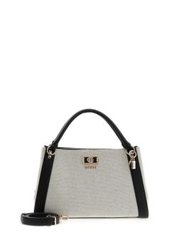 Guess - Black Textured Magnet Satchel Bag with Detachable Strap