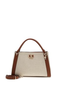 Guess - Brown Textured Magnet Satchel Bag with Detachable Strap