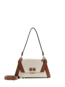 Guess - Brown Textured Magnet Shoulder Bag with Detachable Strap