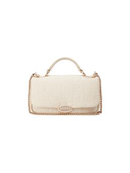 Guess - Cream Textured Magnetic Snap Crossbody Bag