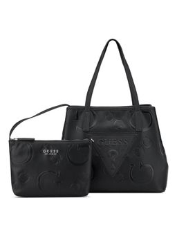 Guess - Black Textured Tote Bag with Pouch