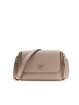 Guess - Beige Solid Magnetic Snap Crossbody Bag