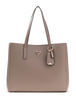 Guess - Beige Solid Zipper Meridian Tote Bag