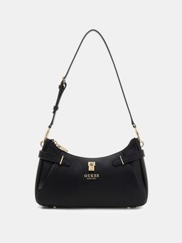 Guess - Black Textured Zipper Yesba Shoulder Bag