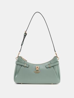 Guess - Green Textured Zipper Yesba Shoulder Bag