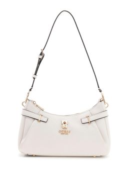 Guess - White Textured Zipper Yesba Shoulder Bag
