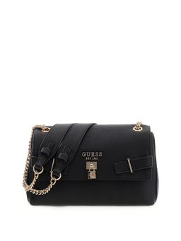 Guess - Black Textured Magnetic Snap Crossbody Bag