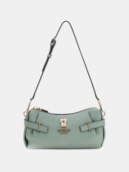 Guess - Green Textured Zipper Shoulder Bag