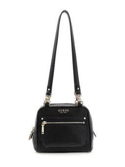 Guess - Black Textured Zipper Shoulder Bag