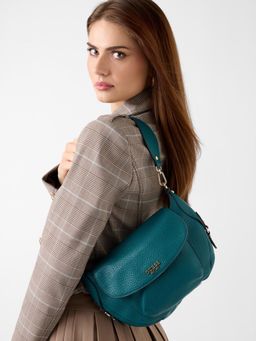 Guess - Teal Textured Magnet Marsha Flap Shoulder Bag
