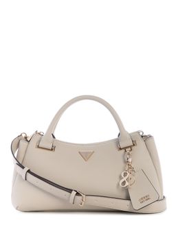 Guess - Grey Textured Zipper Satchel Bag with Detachable Strap