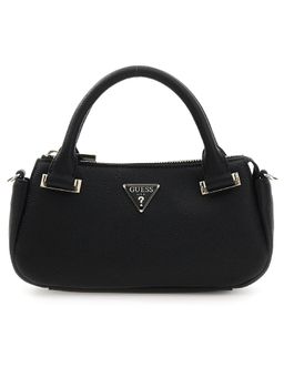 Guess - Black Textured Satchel Bag with Detachable Strap