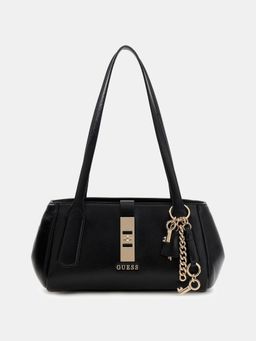 Guess - Black Solid Zipper Brooke Shoulder Bag