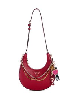 Guess - Red Solid Zipper Davina Hobo Bag