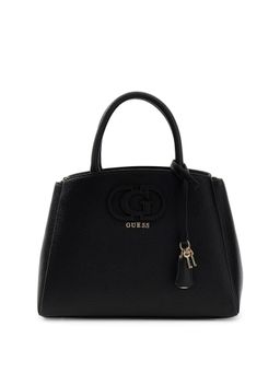 Guess - Black Textured Satchel Bag with Detachable Strap