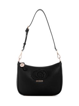 Guess - Black Solid Zipper Shoulder Bag