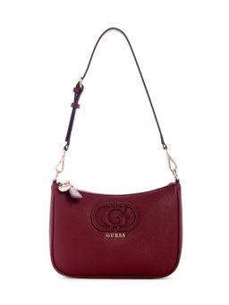 Guess - Burgundy Solid Zipper Shoulder Bag