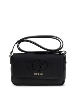 Guess - Black Textured Magnetic Snap Crossbody Bag