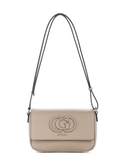 Guess - Beige Textured Magnetic Snap Crossbody Bag