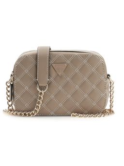 Guess - Beige Textured Zipper Crossbody Bag