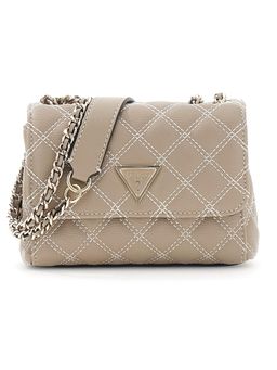 Guess - Beige Textured Magnetic Snap Crossbody Bag