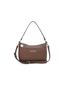 Guess - Brown Printed Zipper Crossbody Bag